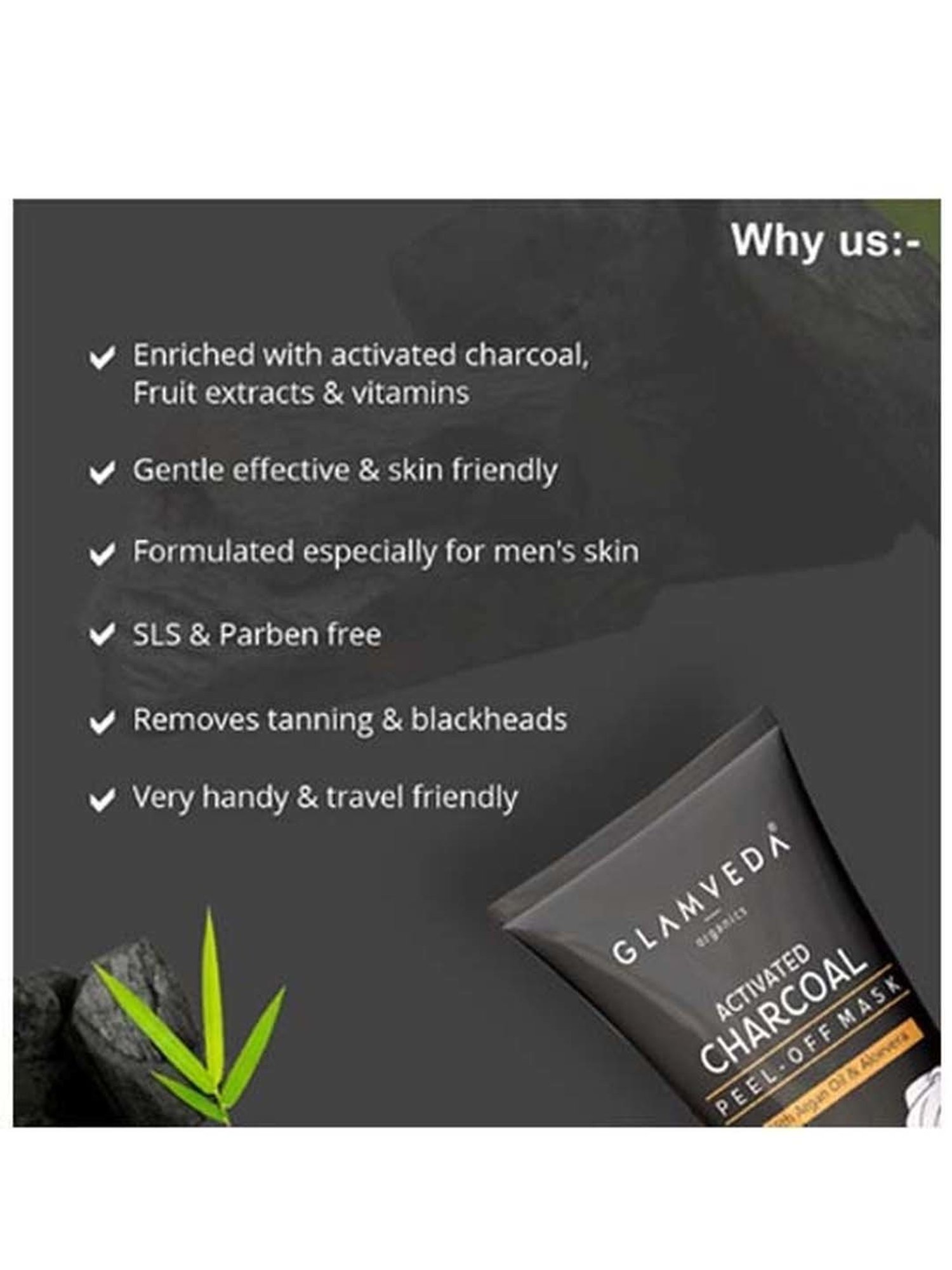 Glamveda Activated Charcoal Peel Off Mask With Argan Oil And Aloe Vera