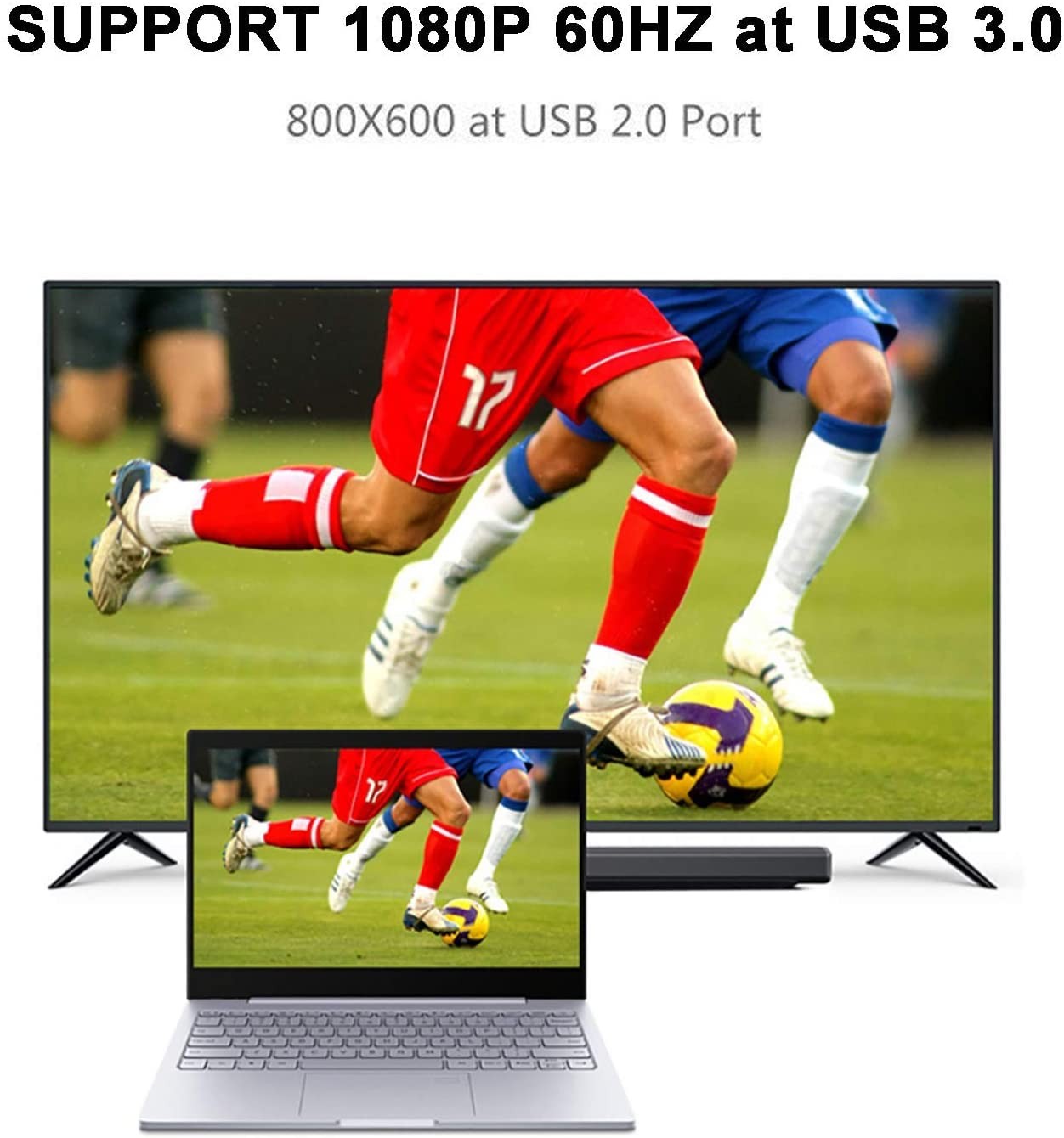 USB to VGA Adapter Cable 6.6FT Compatible with Mac OS Windows XP/Vista/10/8/7, USB 3.0 to VGA Male 1080P Monitor Display Video Adapter/Converter Cord (6.6Feet/2M)