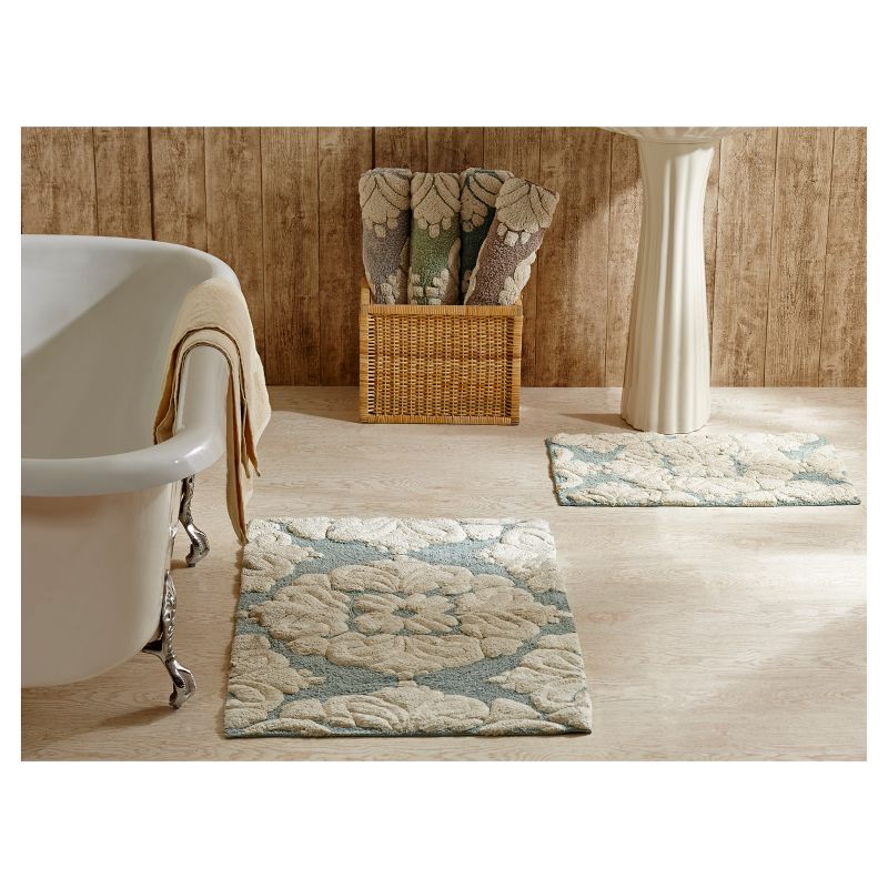 2pc Medallion Collection 100% Cotton Bath Rug Set Blue/Natural - Better Trends