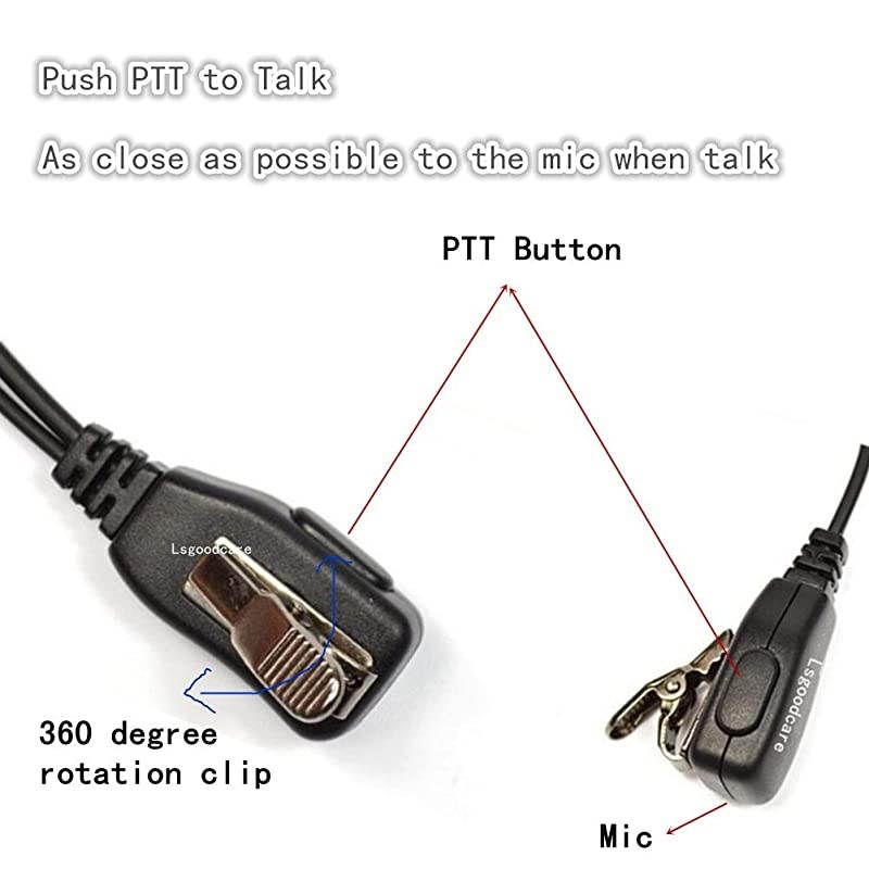 2-Pin Advanced G Shape Police Earpiece Headset PTT with Mic Compatible for Motorola 2 Way Radio CP040 CP200 XTNi DTR VL50 Walkie Talkie Earphone -Pack of 10