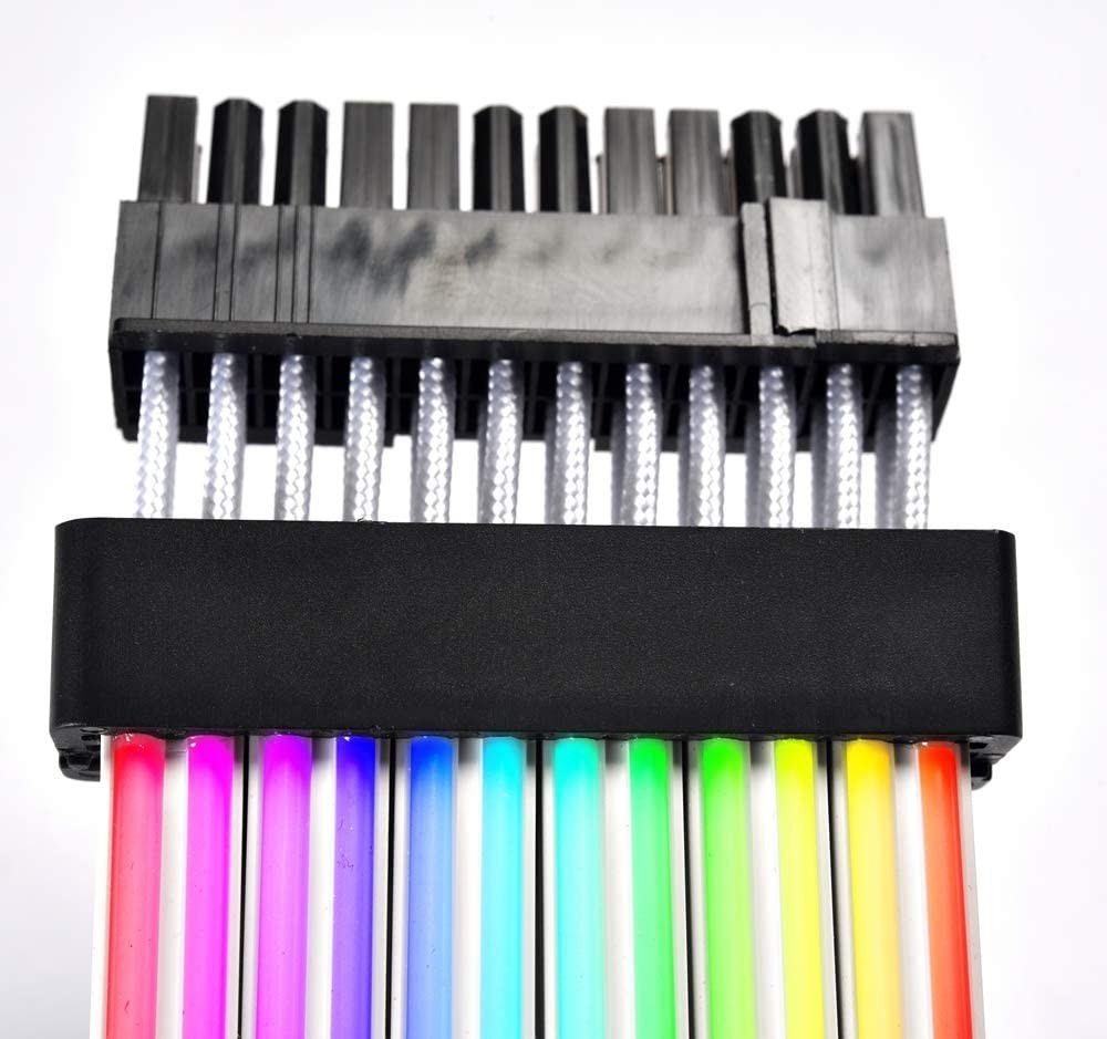 Graphics Card 6+2Pin 8Pin Male to Male Adapter Power Cable for Great Wall Dragon Module Power Supply with Net Cover,Black,about 58cm