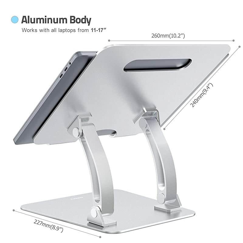 Laptop Stand Ergonomic Height Angle Adjustable Computer Laptop Holder Compatible with MacBook Air Pro Dell XPS Samsung Alienware All Laptops 1117 Supports Up to 44 LbsSpace Grey