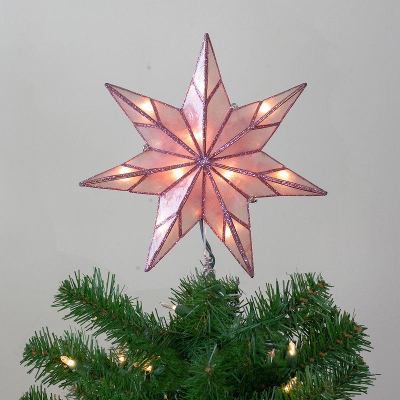 Kurt S. Adler 10" Lighted Pink Star Christmas Tree Topper - Clear Lights