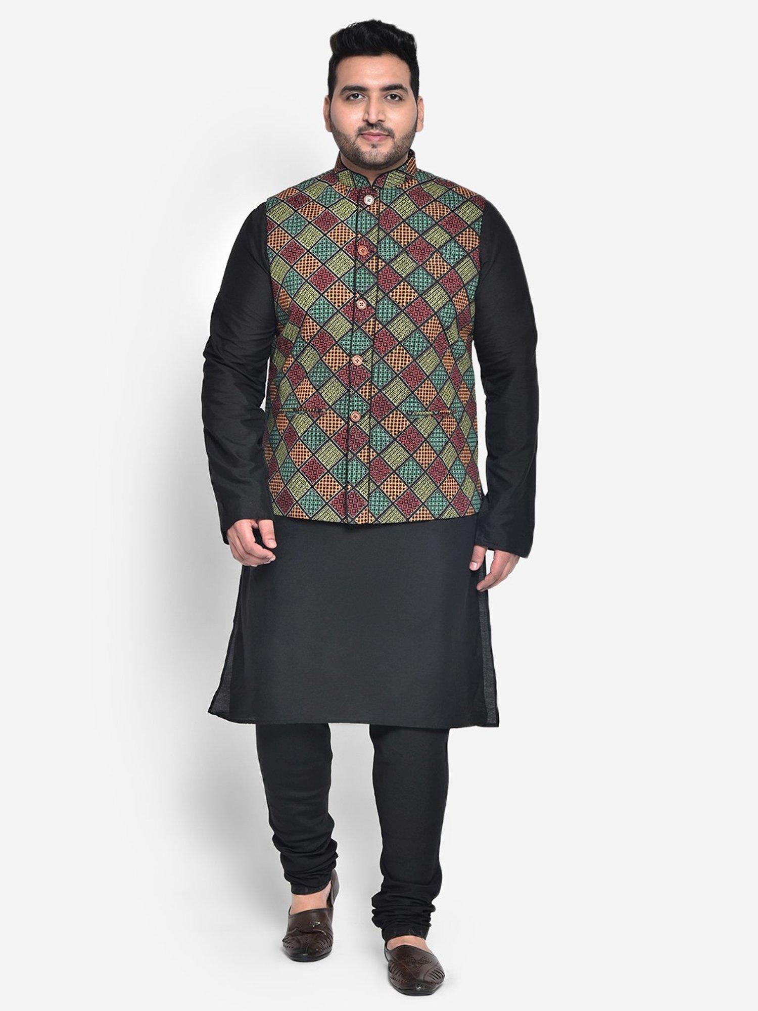 KISAH PLUS Multicolored Regular Fit Printed Kurta Set With Jacket