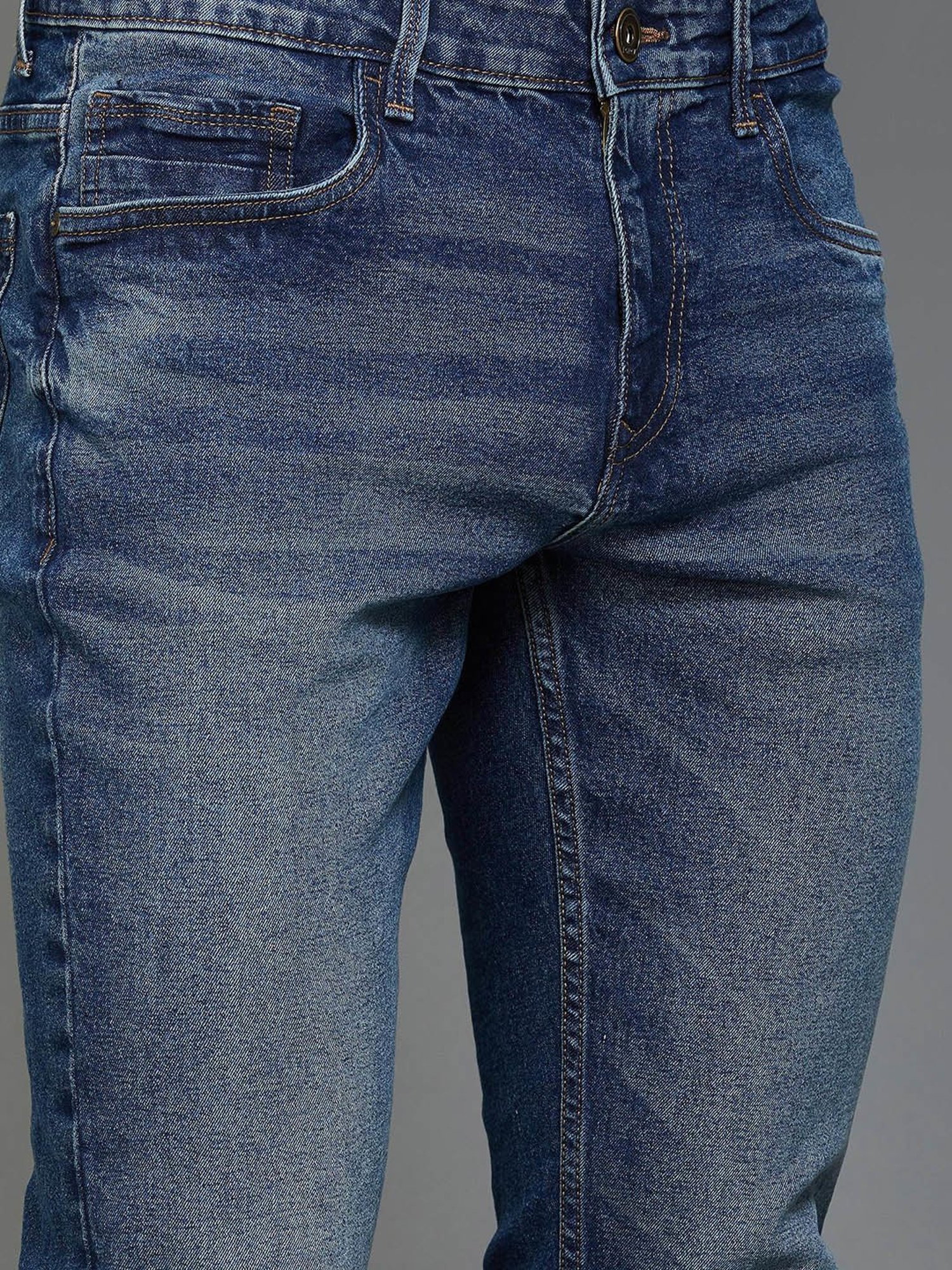 Forca by Lifestyle Blue Skinny Fit Heavily Washed Jeans