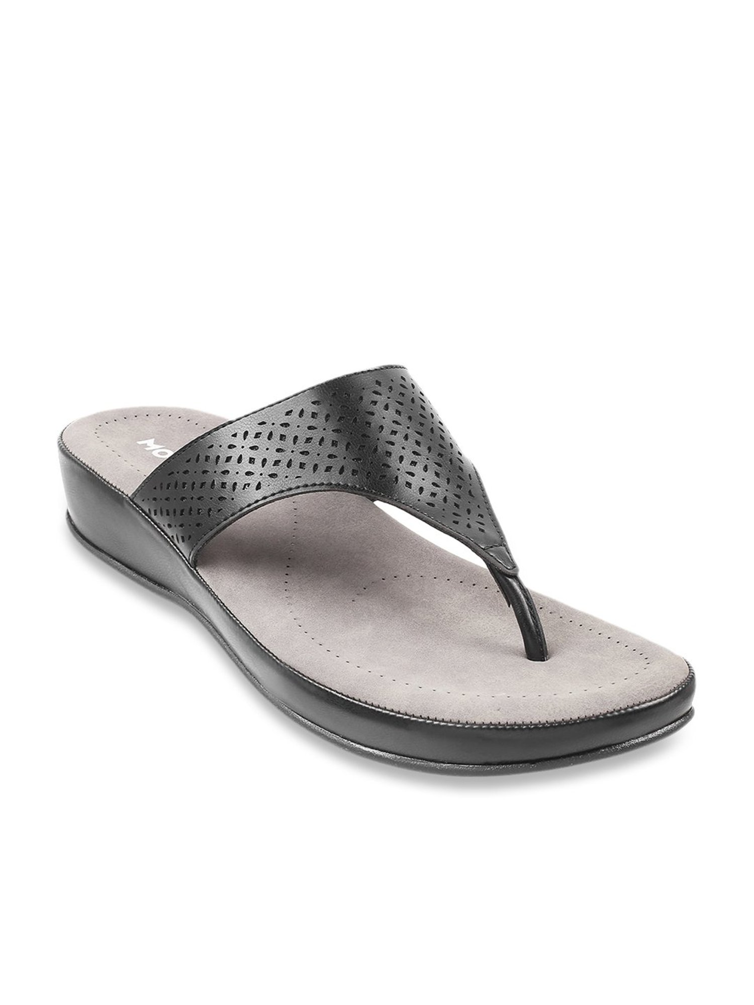 Mochi Women's Black Thong Wedges