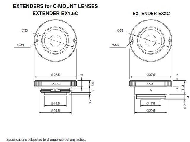 Computar Ganz High Quality CCTV Camera Lens Accessories EX2C Extender (2X) for C-Mount