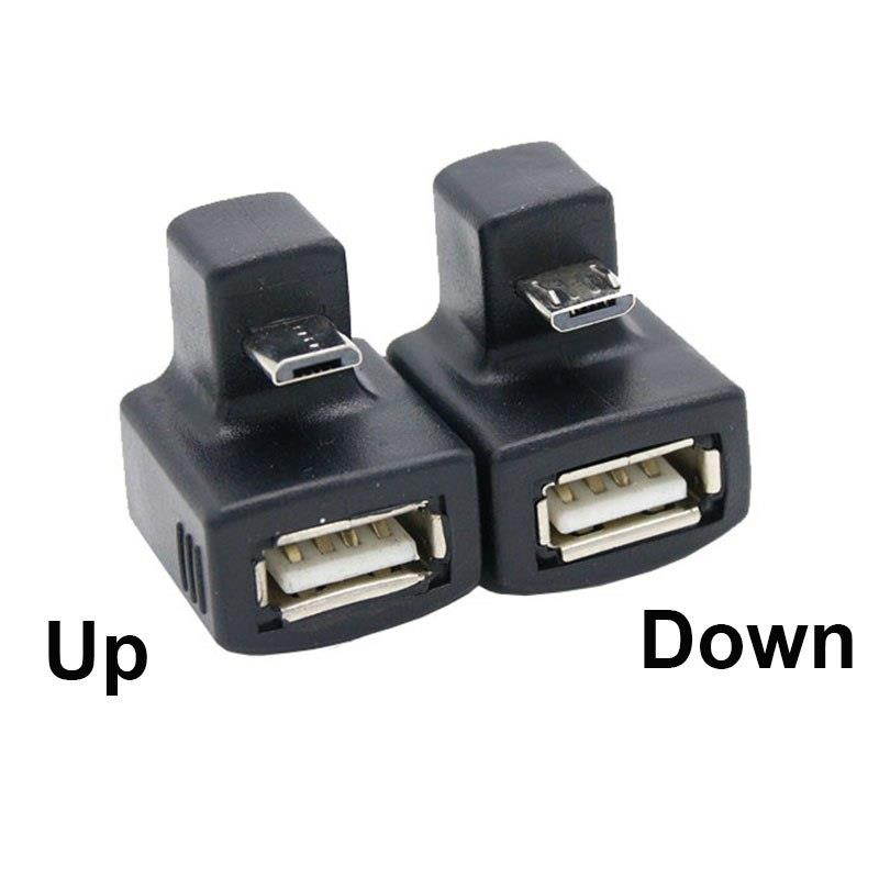 180 Degree Up & Down Right Angled 5 Pin Micro USB OTG to USB Female Extension Adapter connector for Phone Android Tablet