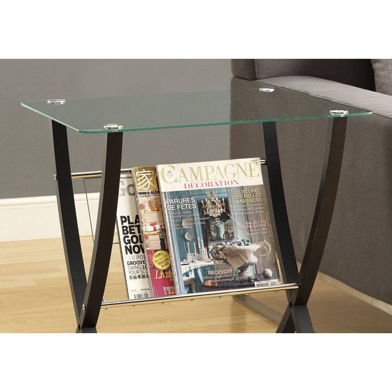 Accent Table - Cappuccino with Tempered Glass - EveryRoom