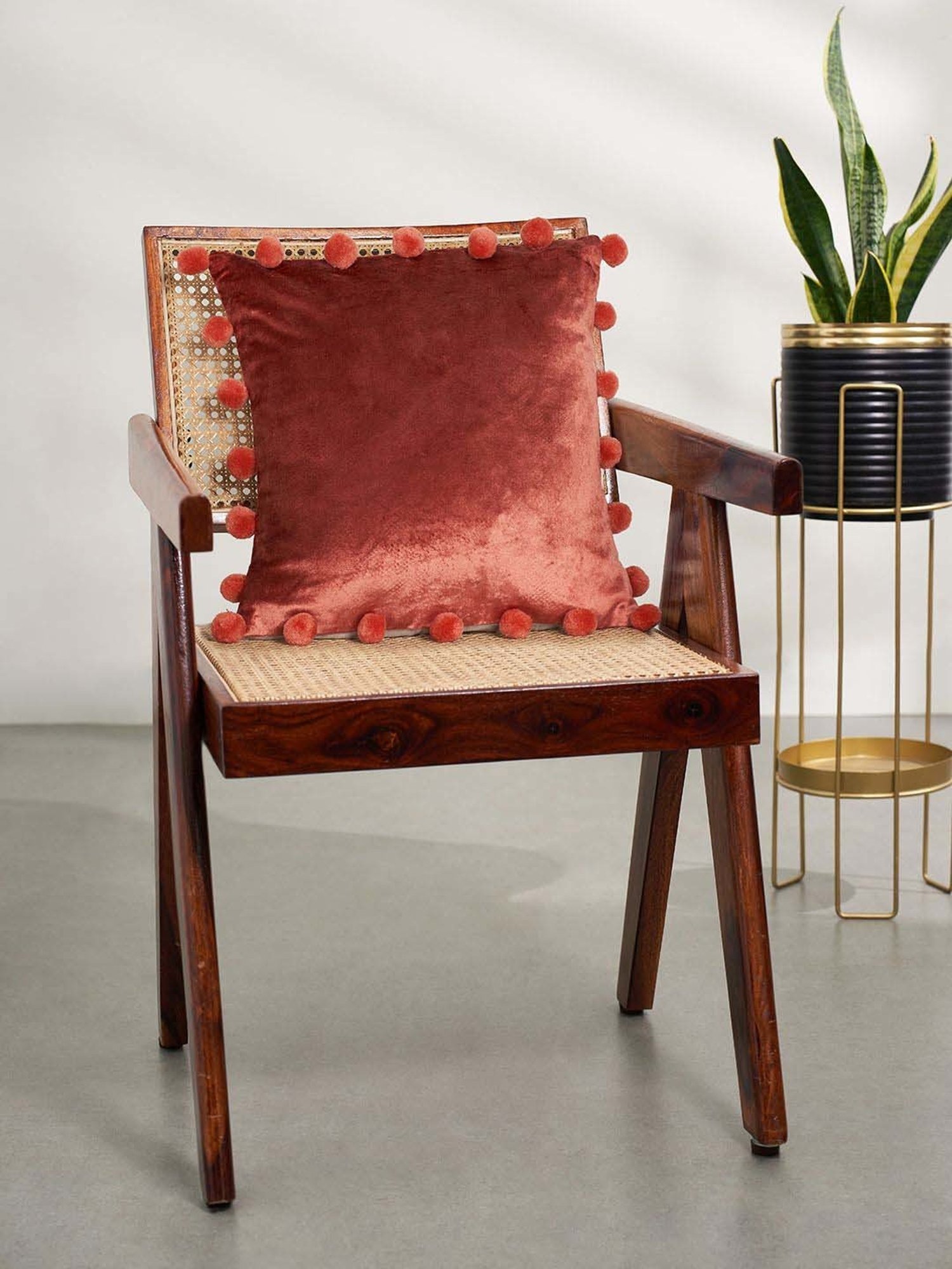 Living Scapes by Pantaloons Rust Fabric Cushion Cover