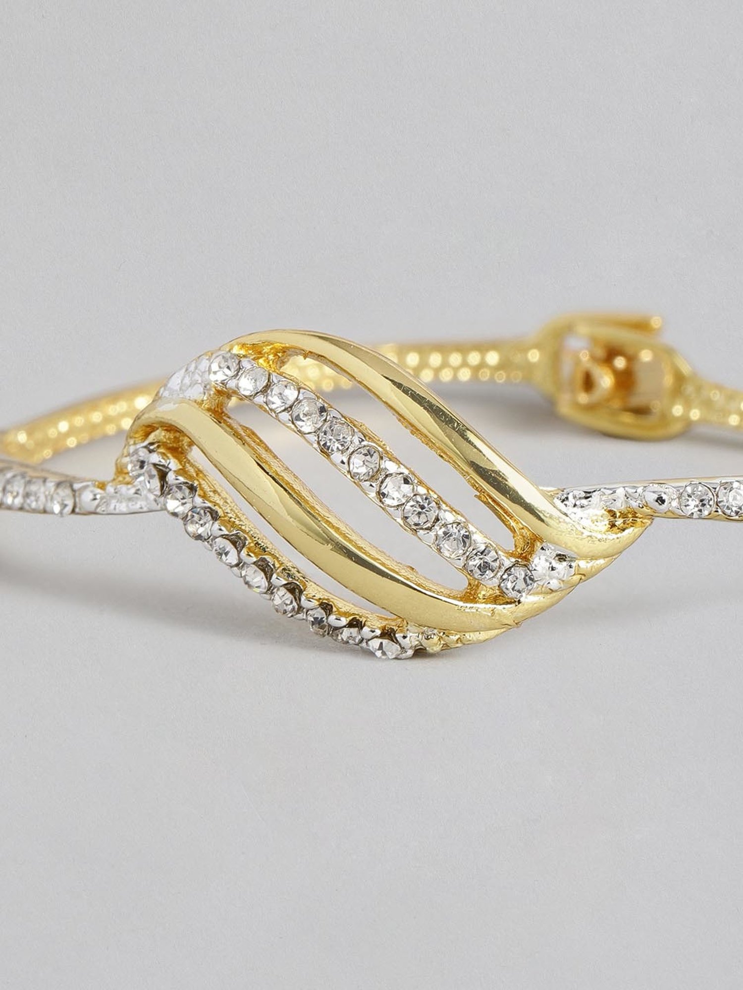 Estele Gold & Rhodium-Plated Bow Wave Bracelet with Austrian Crystals for Women