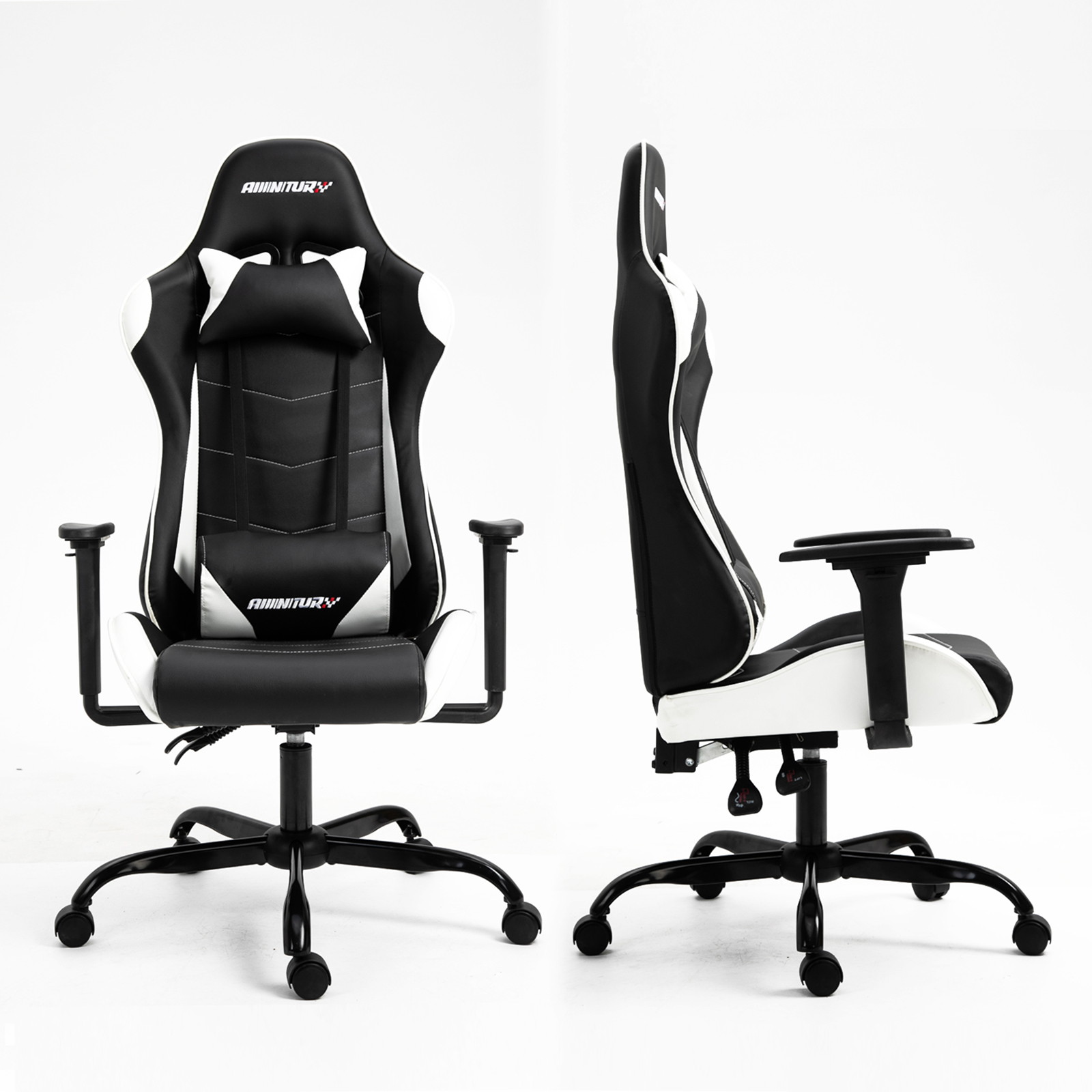 Gaming Chair, Racing Style Computer Desk Chair Padded Armrests Ergonomic Lumbar Support Adjustable Height