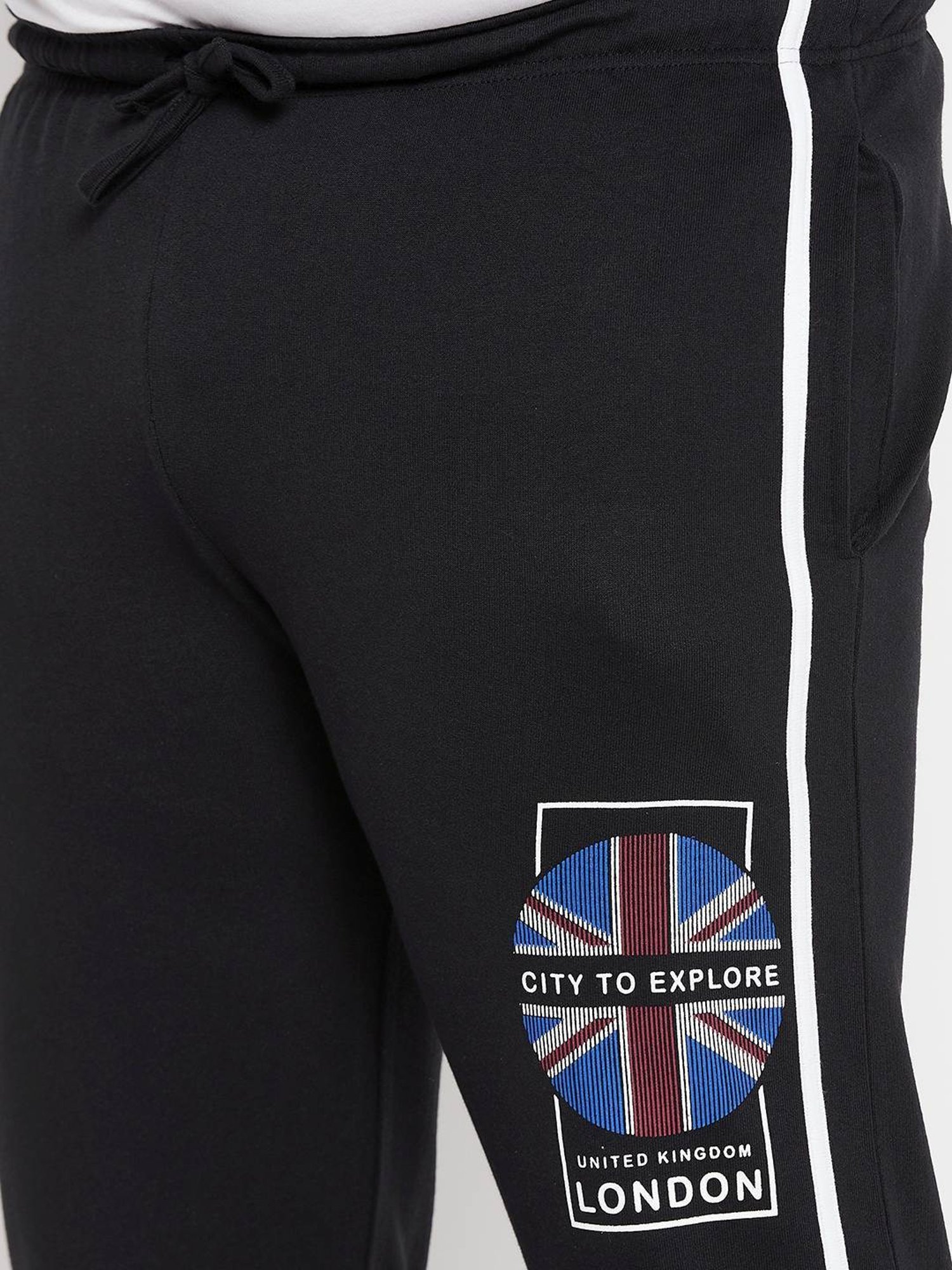 Bigbanana Z Black Cotton Regular Fit Printed Trackpants