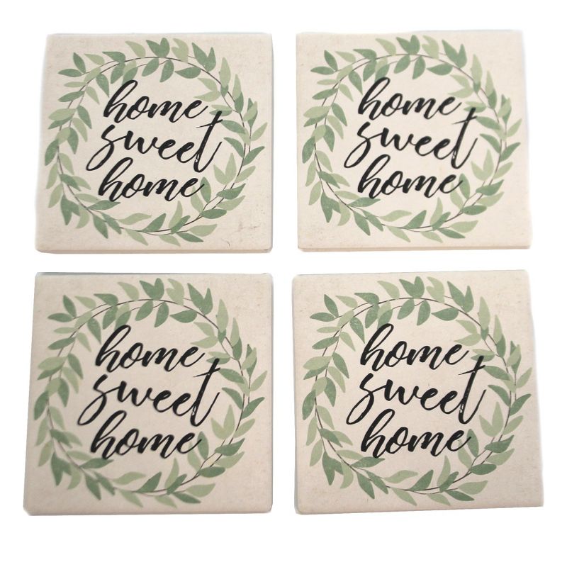 Tabletop 4.0" Home Sweet Home Coaster Set Absorbent St/4 Carson Home Accents  -  Coasters
