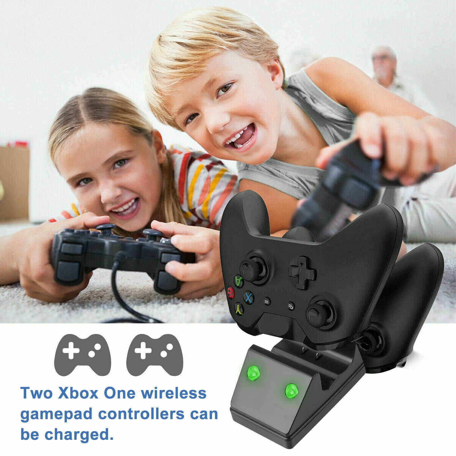 USB Dual Charging Dock Gamepad Fast Charger+Battery for Xbox One/ S Controller
