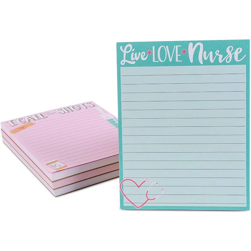 Paper Junkie 4-Pack Memo Note Pads Notepads for Nurse Appreciation Gift, 4.5 x 5.5 inch