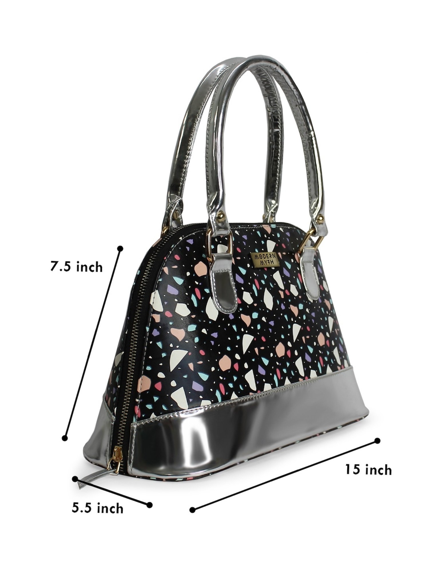 Modern Myth Black Printed Medium Handbag