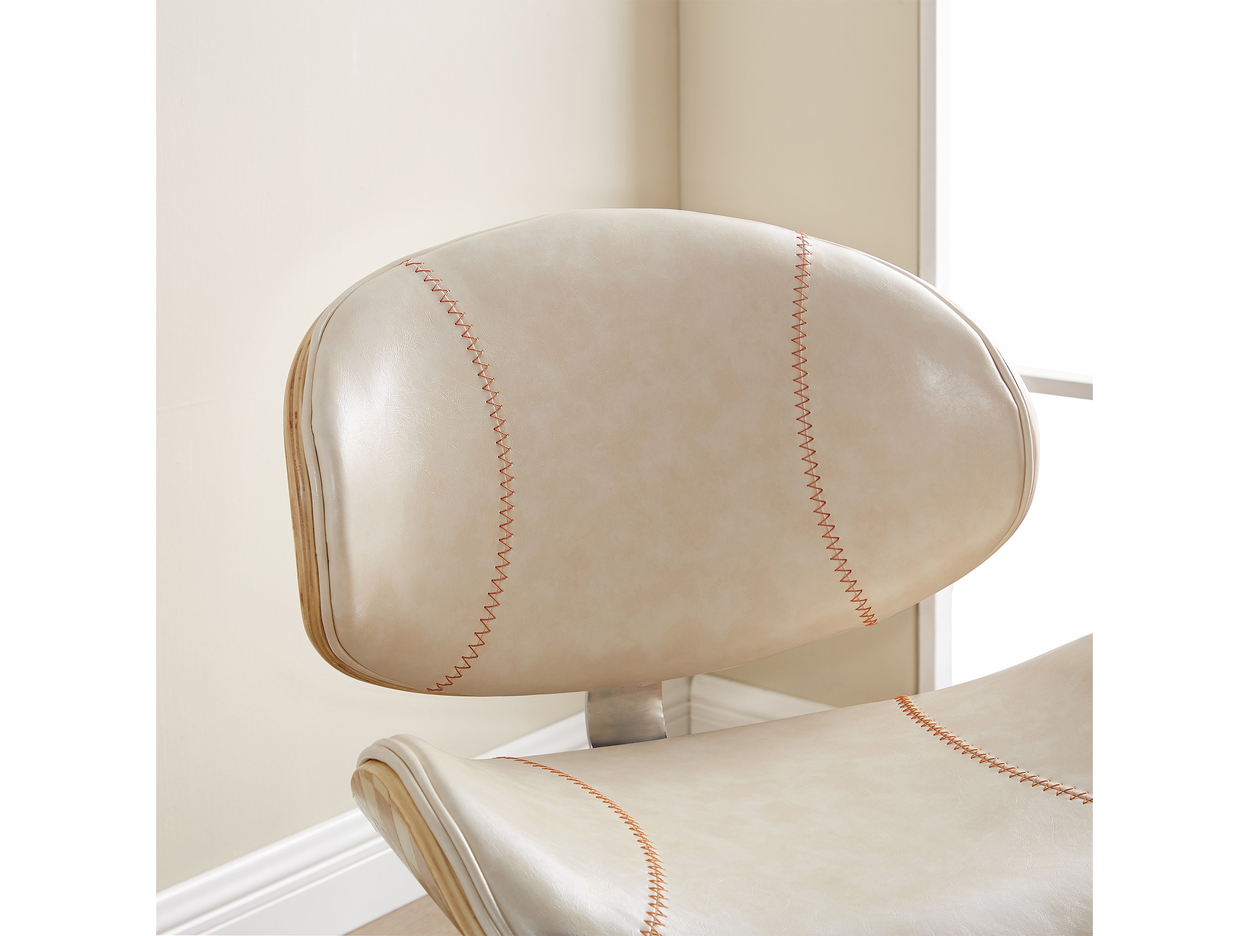 Art-Leon Faux Leather Upholstery Swivel Accent Home Office Desk Chair with 5 Casters and Unique Chess-Board Back Deco