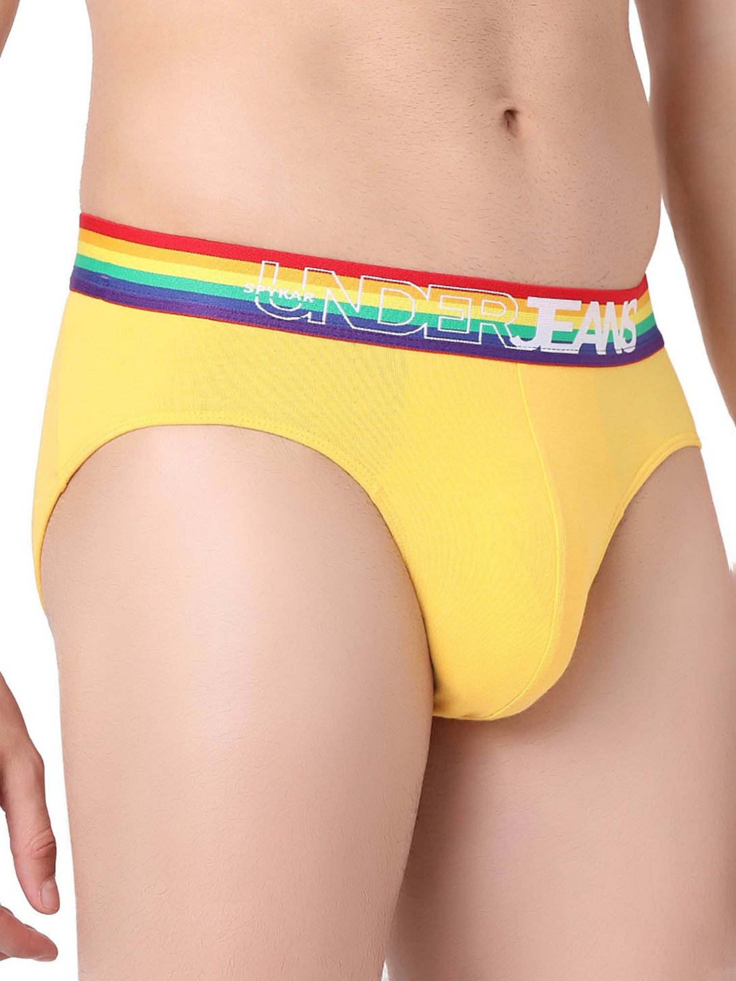 UnderJeans by Spykar Yellow Regular Fit Briefs