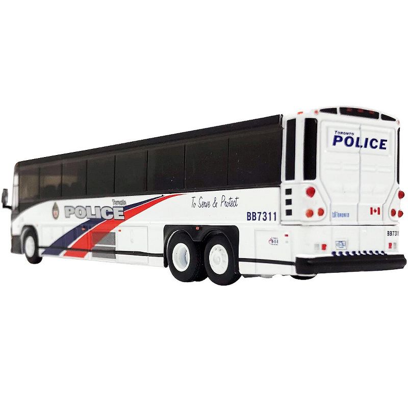 MCI D4505 Motorcoach Bus "Toronto Police" (Canada) White with Blue and Red Stripes 1/87 (HO) Diecast Model by Iconic Replicas