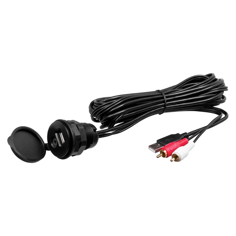 BOSS Audio MUSB35 Universal USB 3.5mm 6 Foot Installation Auxiliary Interface Mount and Wiring Cable, Black