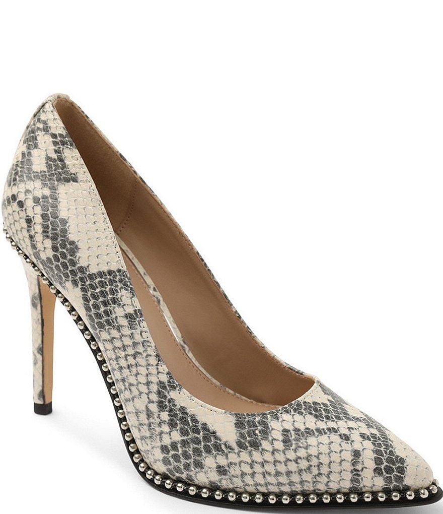 BCBGeneration Holli Snake Print Leather Bead Chain Stiletto Pumps