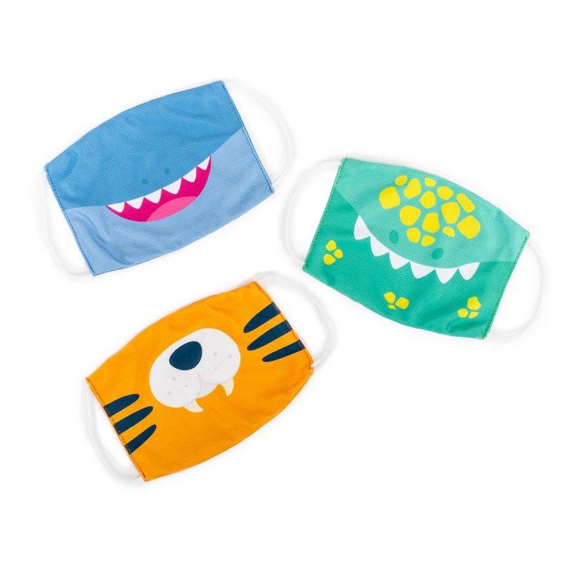 Educational Insights Kids' Face Masks 3-Pack Dinosaur, Tiger, Shark Set