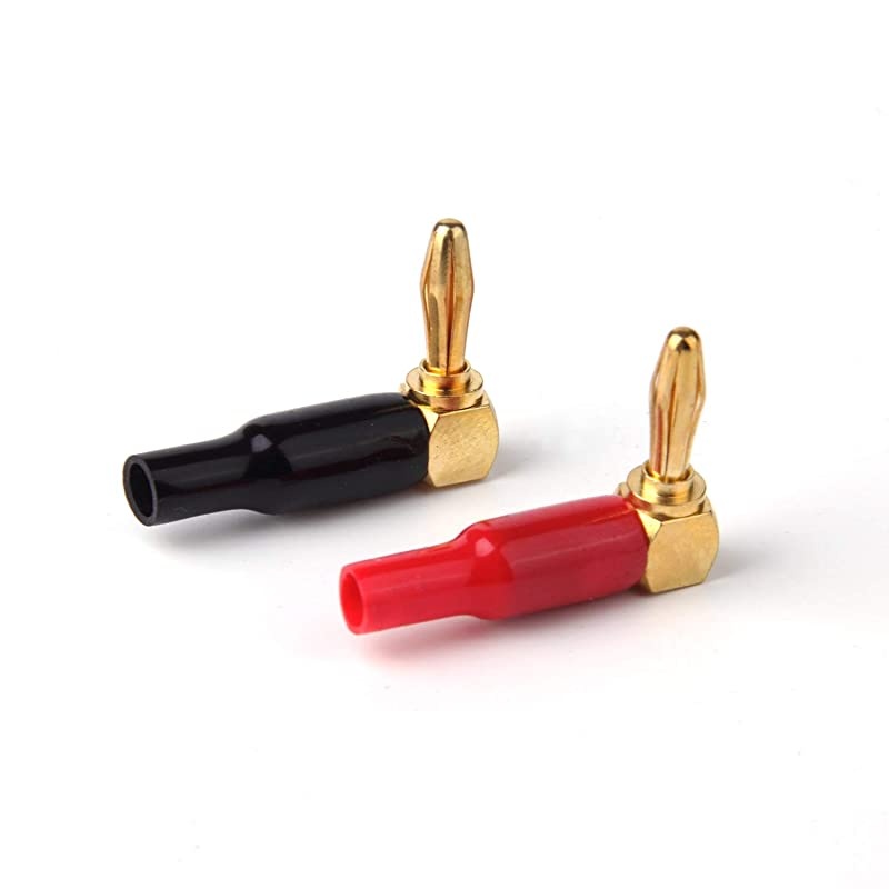10pcs Right Angle Speaker Plugs 4mm016quot 90 Degree Speaker Connector Right Angle Banana Plugs for Speaker Wire Red and Black by
