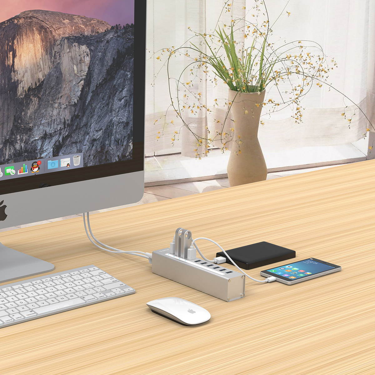 ORICO Aluminum 10Ports USB 3.0 HUB with 3.3Ft. USB 3.0 Data Cable and 12V/3A Power Supply for Macbook,PC,Laptops (HUB is not a Charger,Data transfer Only)- Silver (A3H10-V1-US)