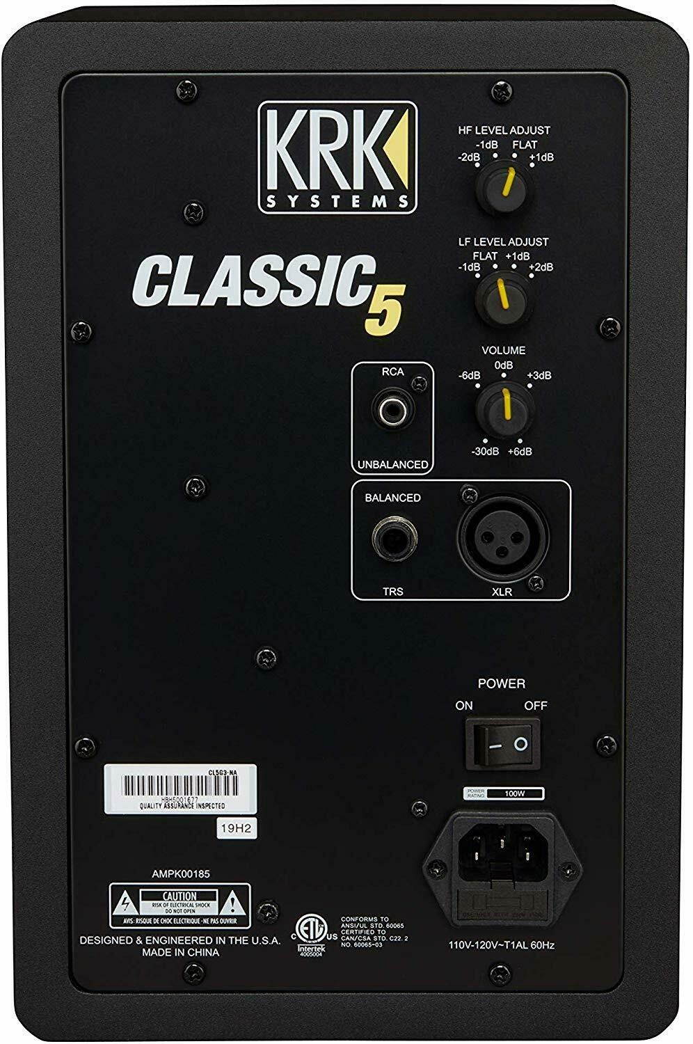 KRK CL5G3 RP5G3 Classic Rokit 5 5'' Powered Active Studio Monitor, Black