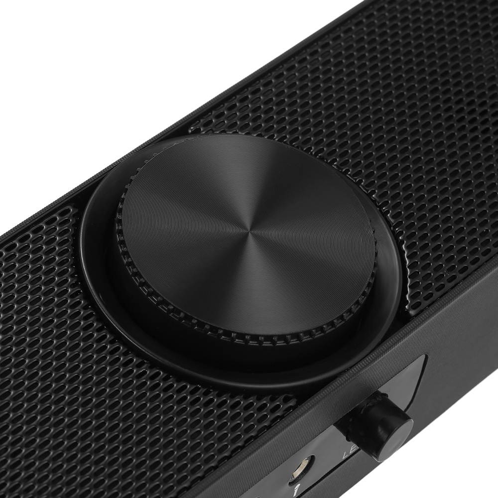 SADA V-198 USB Powered Sound Bar Computer Speakers with LED Lights 3.5mm Audio Mic Plug Wired Soundbar Speaker for PC Cellphone Tablets Desktop Laptop