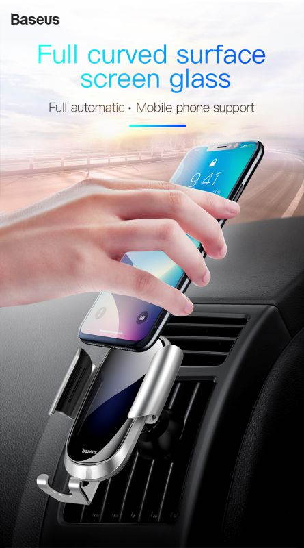 Baseus Car Phone Holder for iPhone Samsung Mobile Phone Holder Stand Metal Gravity Air Vent Mount GPS Cell Phone Holder in Car