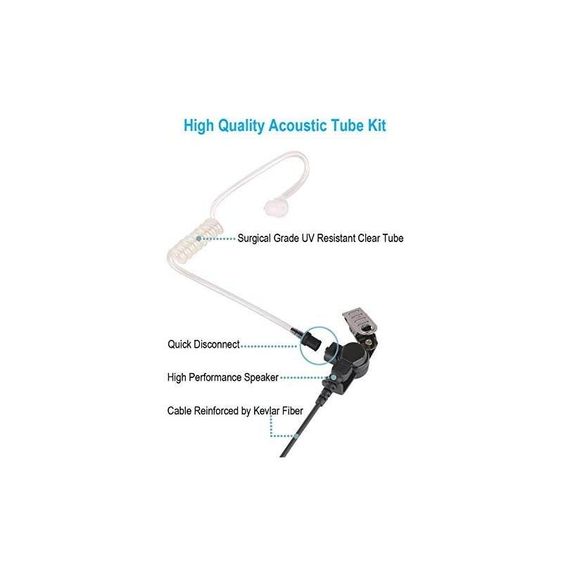 Only Acoustic Tube Earpiece for Speaker Mic or Radio Carried Near Shoulder or Chest 35mm Connector Cable Length 10 inch Coil Cord 6 inch Reinforced Cable Clear Sound Transmission