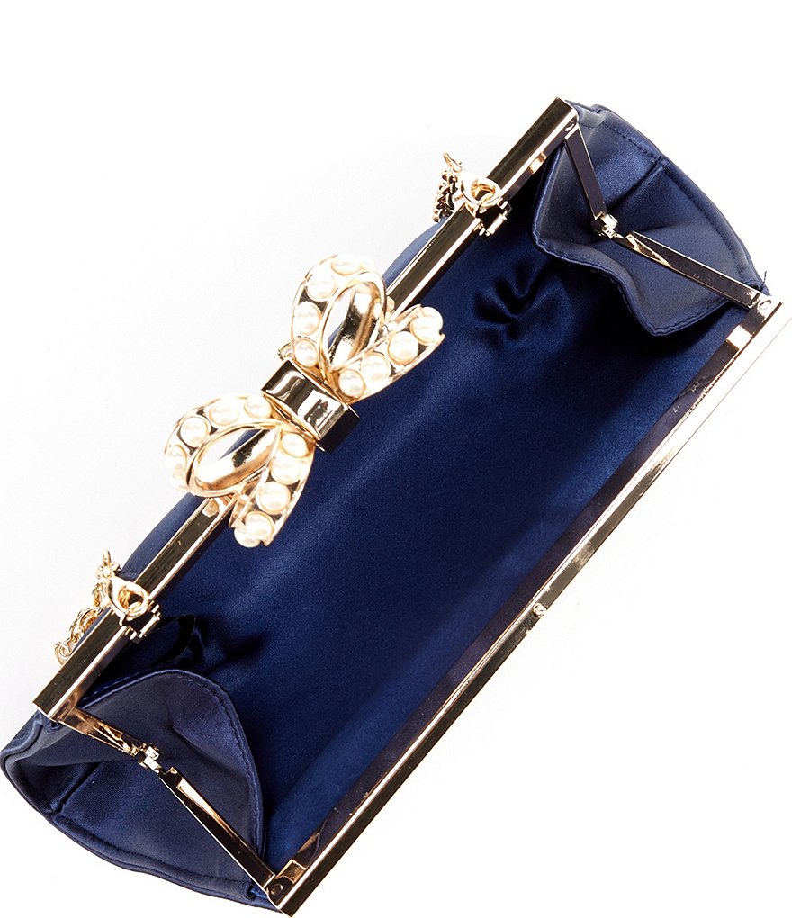 Kate Landry Pearl Top Bow Frame Clutch Bag
