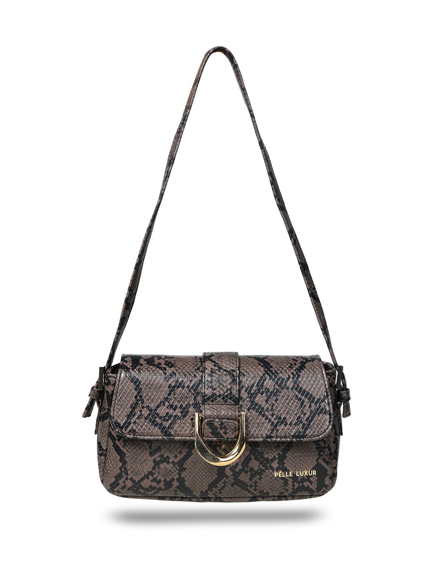 PELLE LUXUR Cedar Brown Animal Effect Small Shoulder Bag