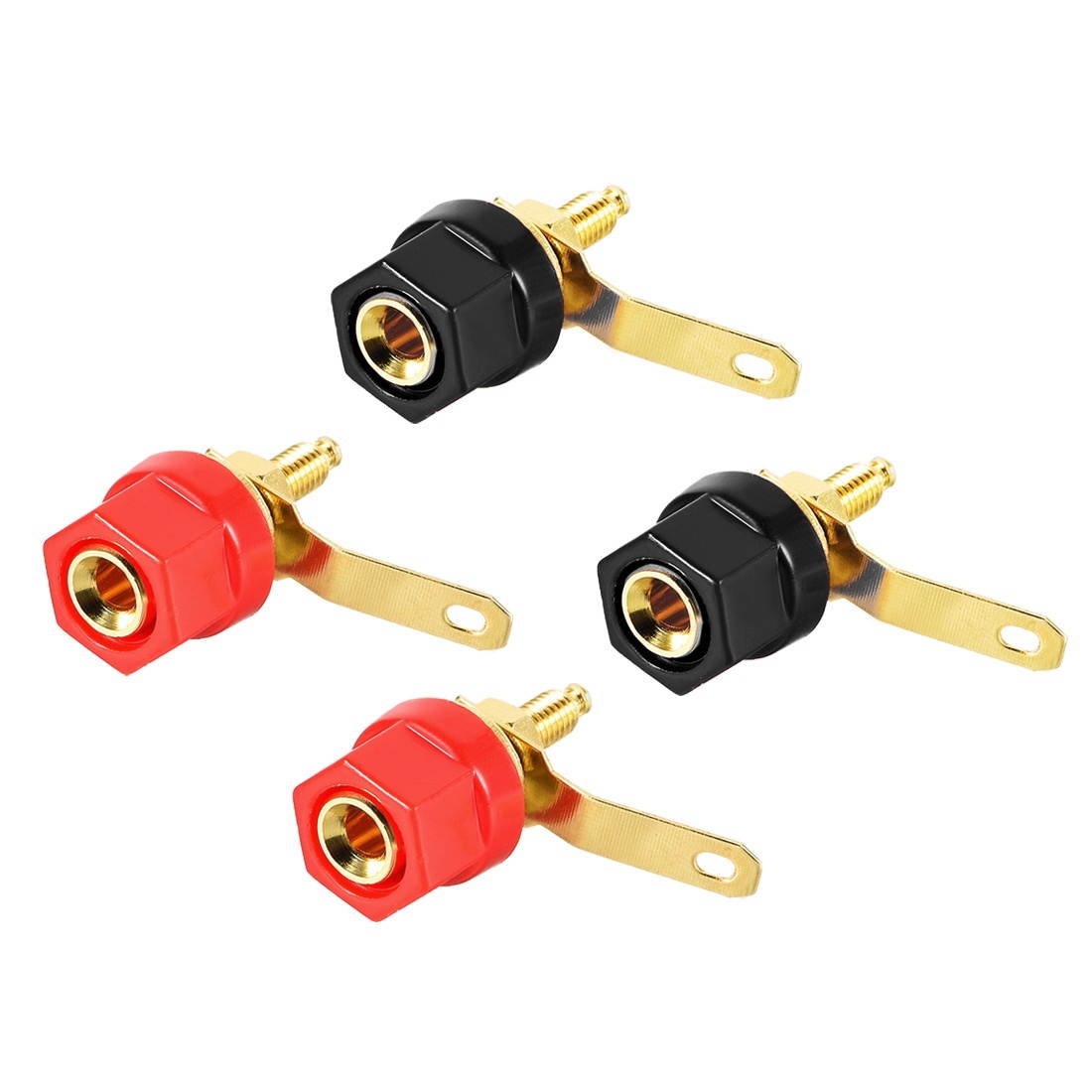 2 Pairs Binding Post Terminal, M4 Thread Power Amplifier Speaker Connector, Banana Plug Jack Socket 1.14-inch Length