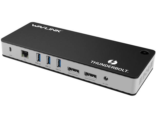 Wavlink Thunderbolt 3 USB-C 8K Docking Station Dual 4K Docking Station 60W Charging Dual DisplayPort 1.4 USB-C 3.1, 2 x USB 3.1, 2 x USB 3.0, Gigabit Ethernet, Audio, for MacBook & Windows Laptops