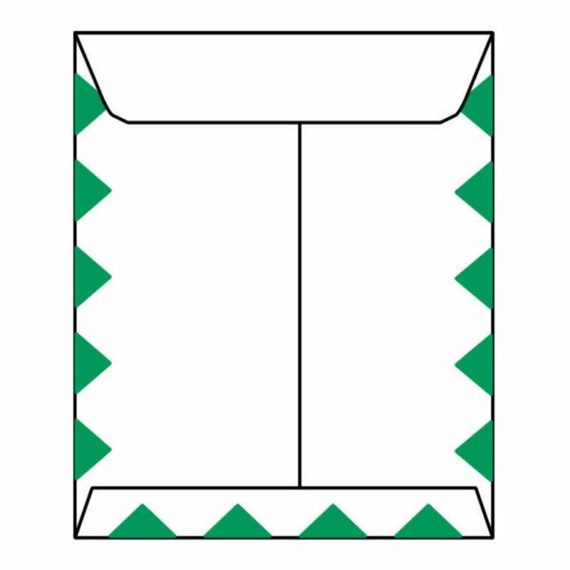 Open End First Class Catalog Envelopes, 10" x 13", 28#, Green Diamond Border, White Kraft, "First Class Mail" on Face