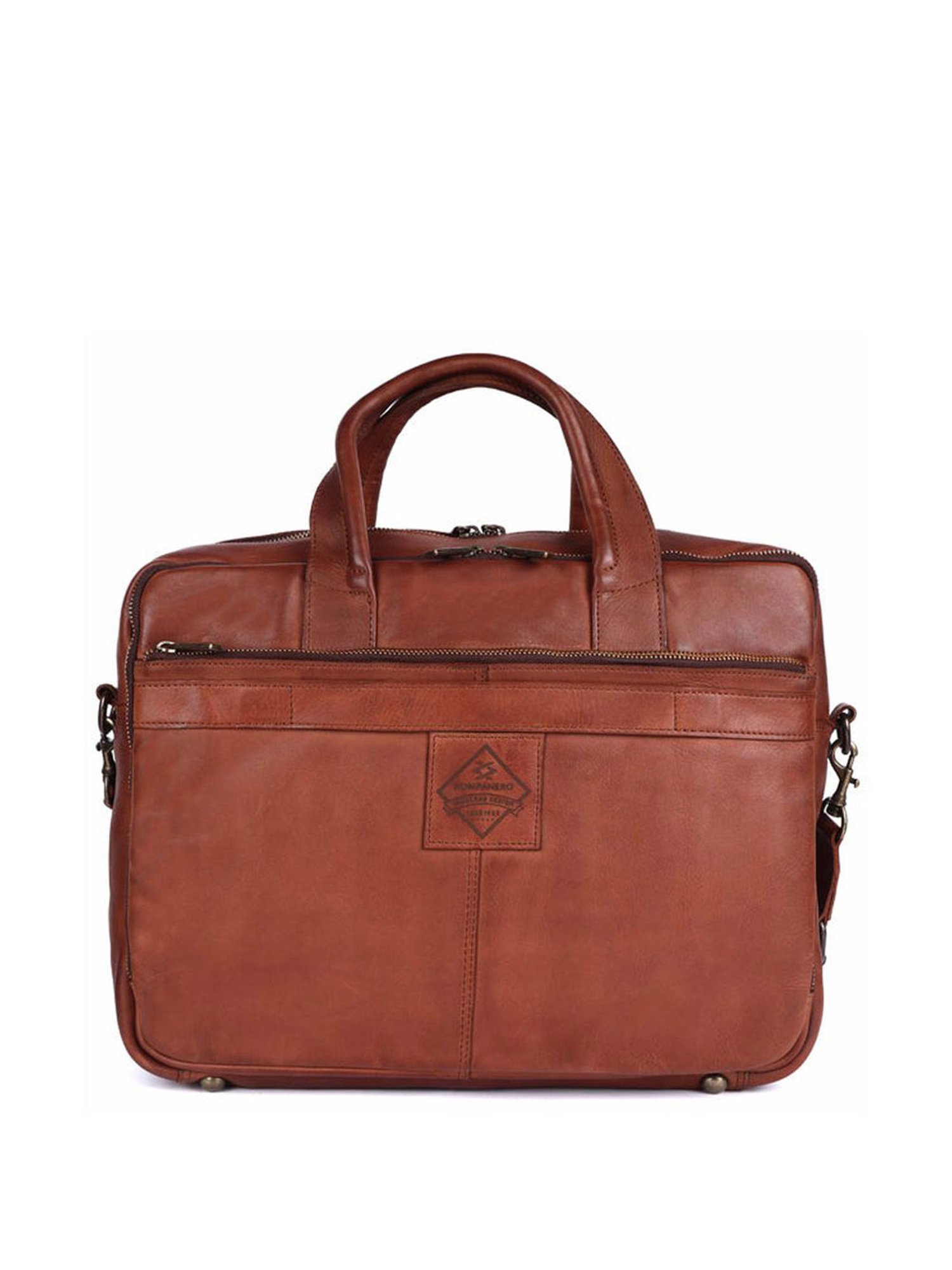 KOMPANERO Leo Cognac Leather Solid Messenger Bag