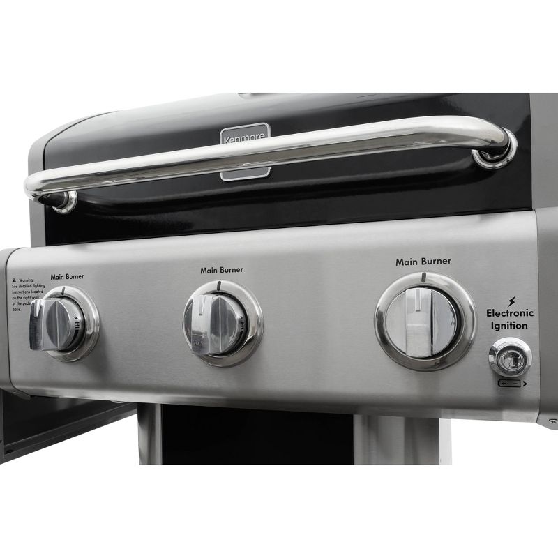 Kenmore 3 Burner Outdoor Patio Gas BBQ Propane Grill PG-4030400LD - Black