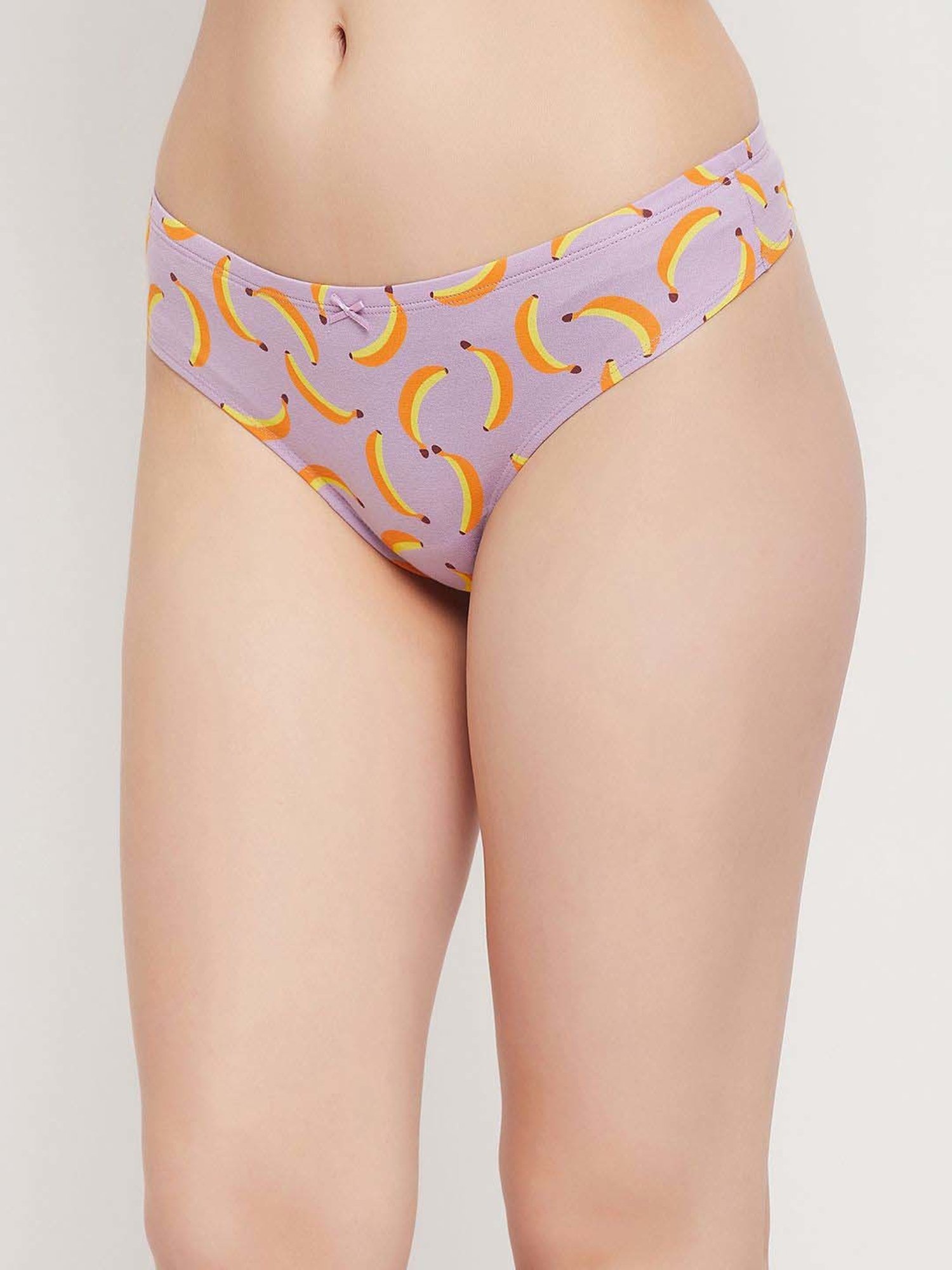 Clovia Purple & Pink Cotton Printed Hipster Panty - Pack Of 3