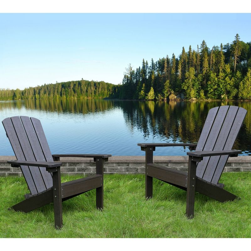 Lakeside Faux Wood Adirondack Outdoor Portable Chair Espresso - Merry Products