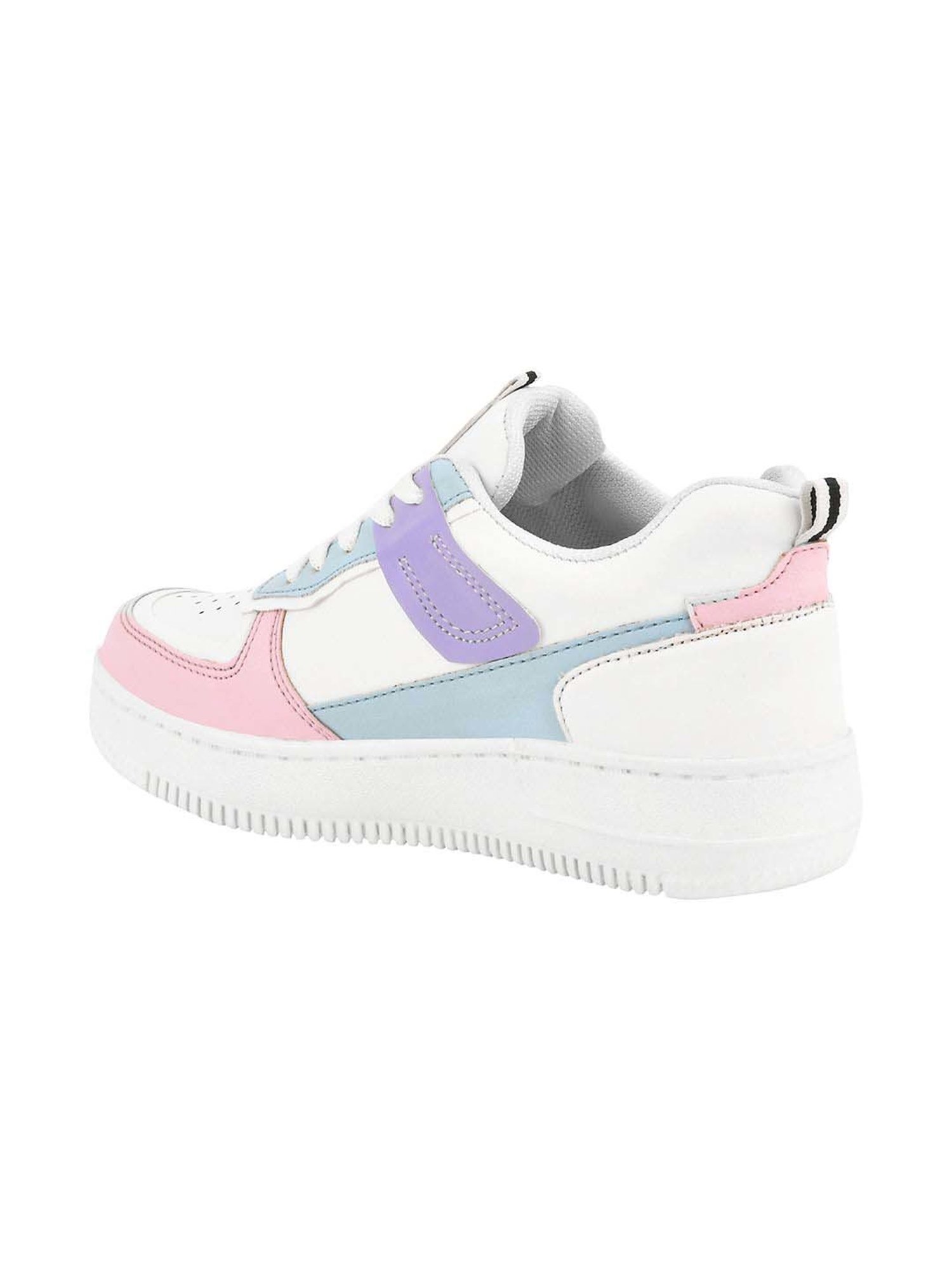 Shoetopia Kids White & Pink Casual Sneakers