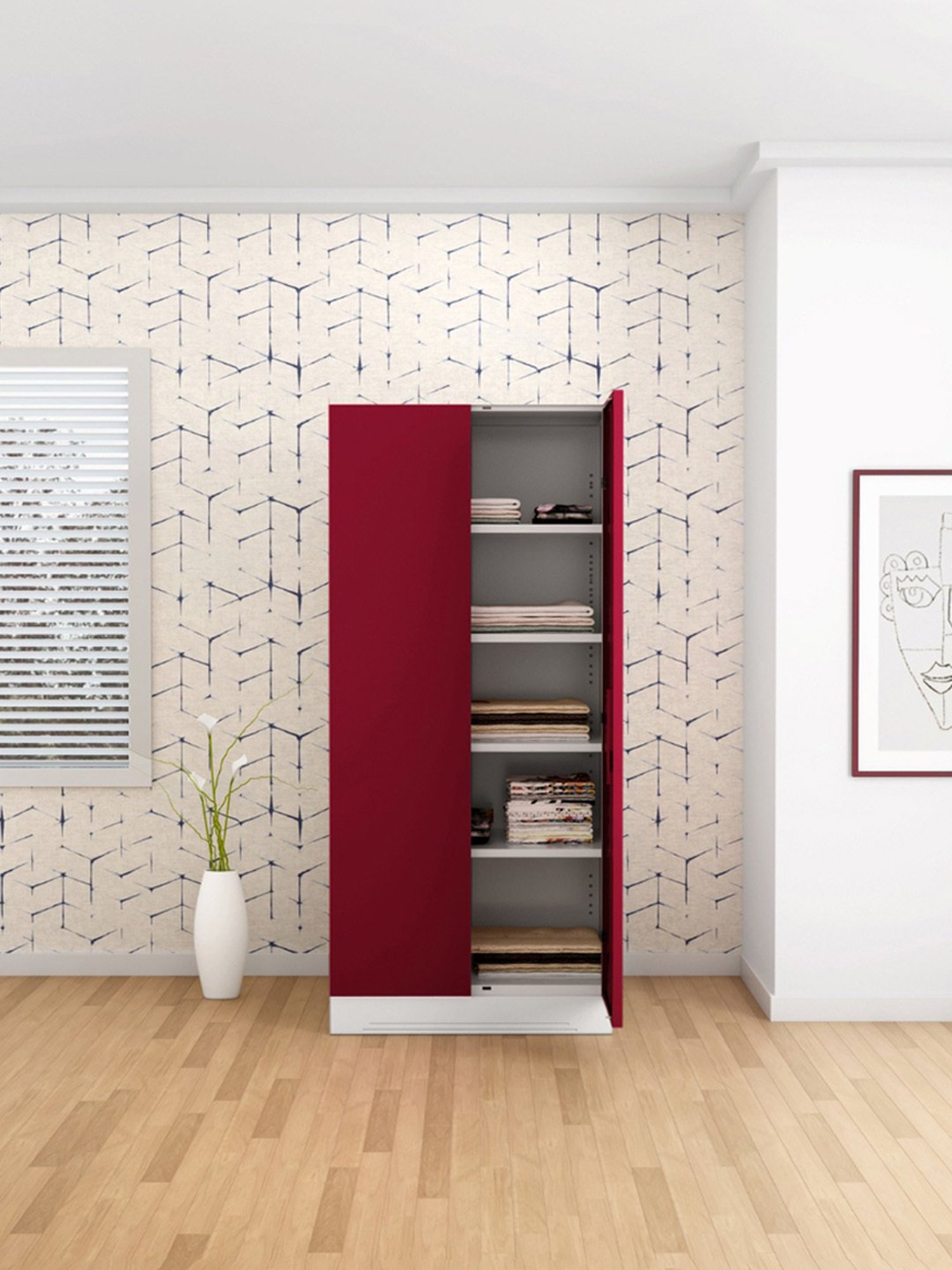 Godrej Interio Slimline 2-Door Steel Almirah, Red (1-Year Warranty)