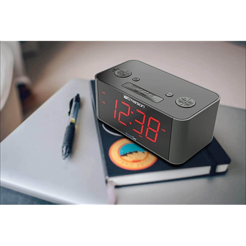 SmartSet Alarm Clock Radio with Bluetooth Speaker, Charging Station/Phone Chargers with USB port for iPhone/iPad/iPod/Android and Tablets, ER100201