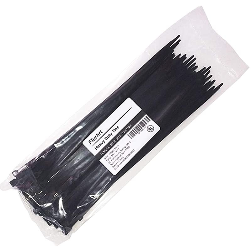 Ties 12 Inch, Zip Ties 12 Inch with 50 Pounds Tensile Strength, 100 Pieces, Black