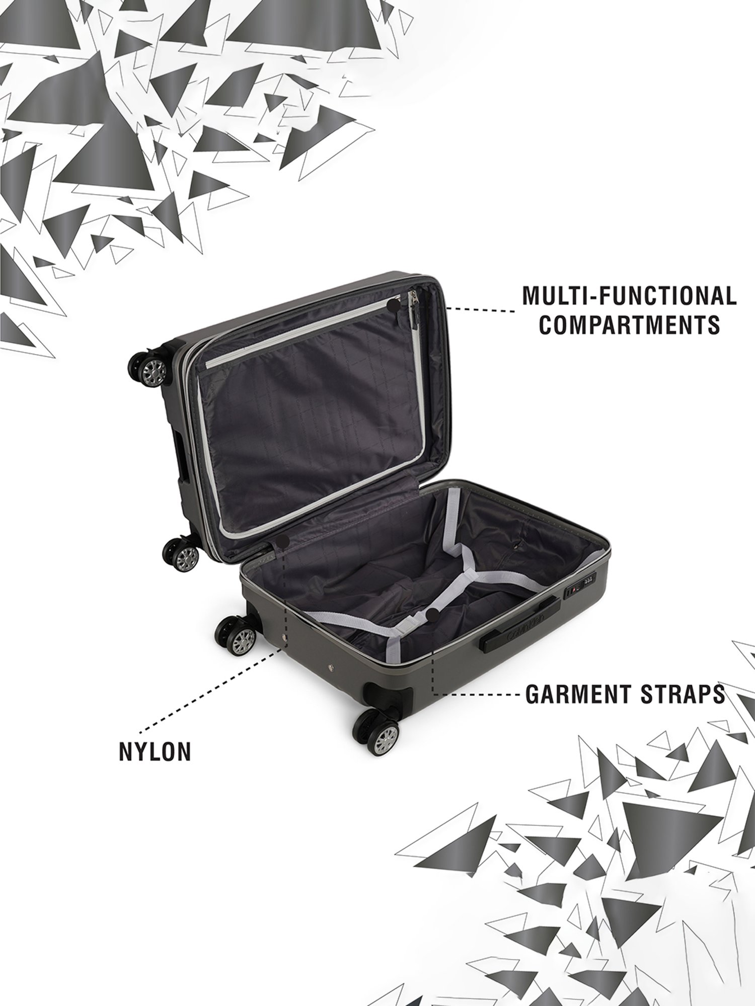 Calvin Klein Odyssey Charcoal ABS Hard Medium Trolley - 24 cms