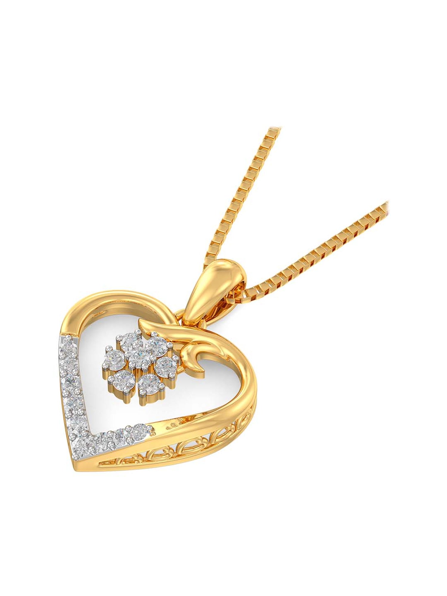 Mia by Tanishq Dual Radiance 18k Gold & Diamond Pendant with Chain