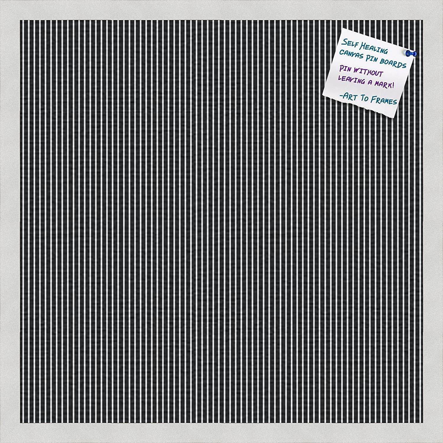 PinPix decorative pin cork bulletin board made from self-healing canvas, Pin-Striped Pattern printed at 20x20 Inches and framed in Satin White Frame(WOM59504)
