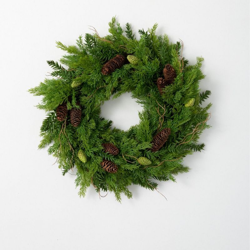 Sullivans Cedar & Hemlock Artificial Wreath 22"H Green